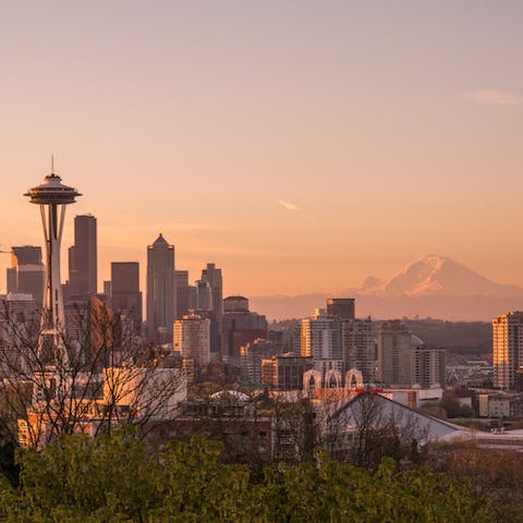 Visit the iconic Space Needle for incredible views over the city, an eleven-minute drive away