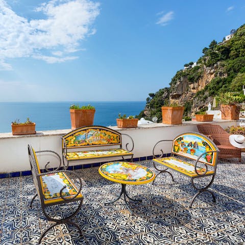 Soak up views of the Amalfi Coast as you relax on the terrace