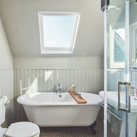 Run a bubblebath and allow yourself to relax in the clawfoot tub