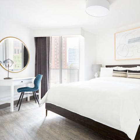 Bank a night's sleep in style in the king-sized bed