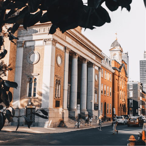 Soak up the historic charm of Rittenhouse Square, just a twelve-minute stroll away