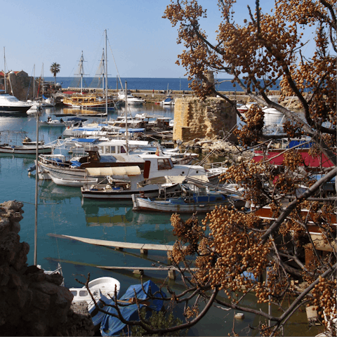 Stay just a seven-minute drive from the charming town centre of Kyrenia and its beaches