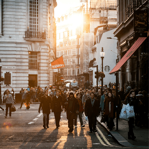 Shop 'till you drop on nearby Oxford Street and Regent Street