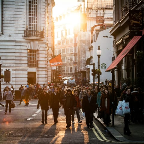 Shop 'till you drop on nearby Oxford Street and Regent Street