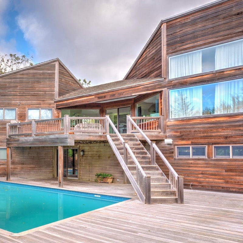Laze on the retro decking and splash in the turquoise pool