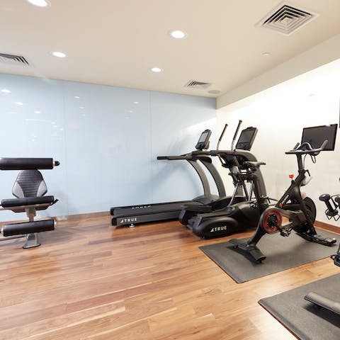 Stay on top of your fitness routine in the on-site gym