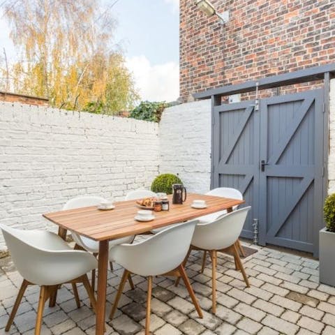 Uncork a bottle and catch the golden hour out on the home's courtyard