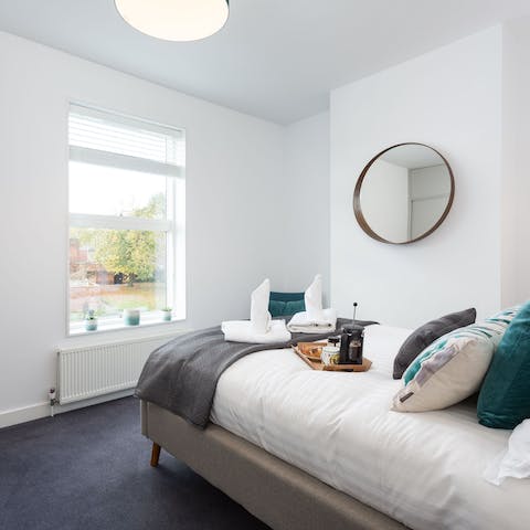 Gaze out to views of York's City Walls out through the bedroom window