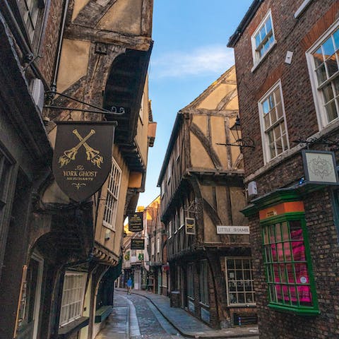 Wander among the medieval buildings found in The Shambles, thirteen minutes' walk from the home