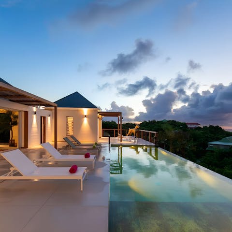 Slip into the private infinity pool for a a swim under the stars