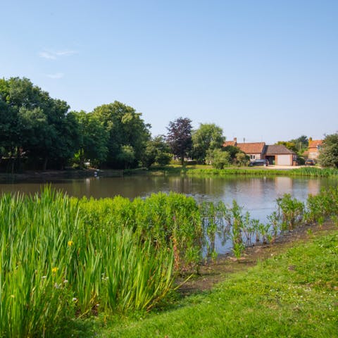 Enjoy a  beautiful view of the village duck pond from your front garden