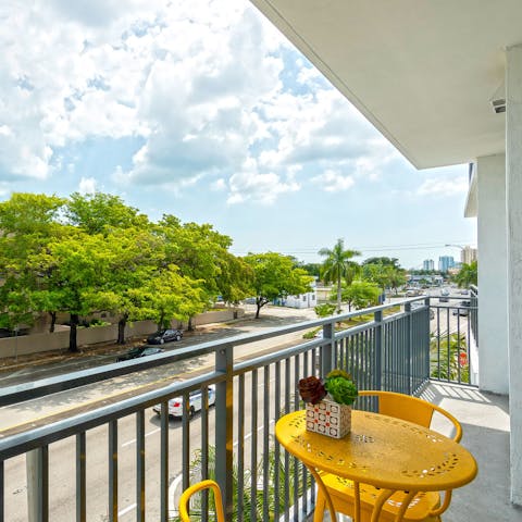 Sip your morning coffee on the private balcony