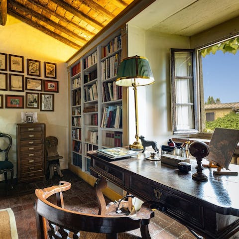 Hide away in one of the book-lined studies and get some work done