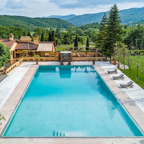 Splash about in the pool with gorgeous countryside views