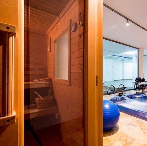 Unwind in the private sauna downstairs and let the steam melt your stresses away
