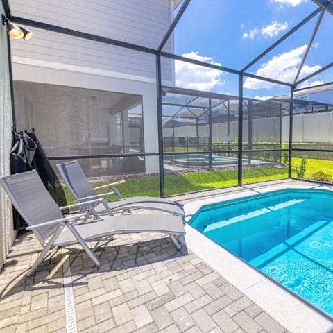 Take a moment for yourself and relax by your private pool