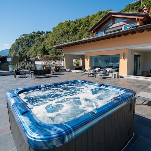 End the evening with a soak in the private Jacuzzi