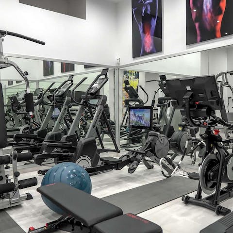 Find yourself in the private gym whenever you have extra energy to burn off