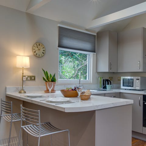 Start mornings off with coffee at the breakfast bar