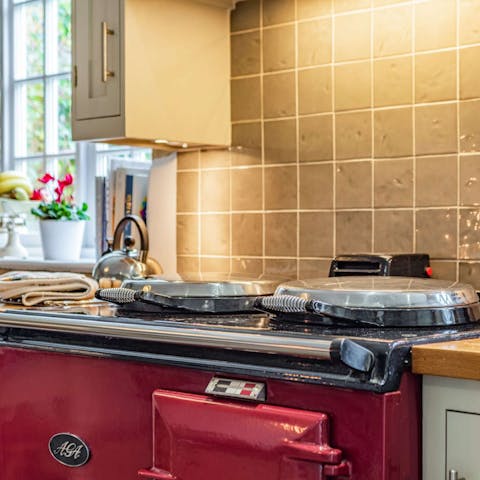 Cook up a storm on the traditional Aga stove in the country kitchen