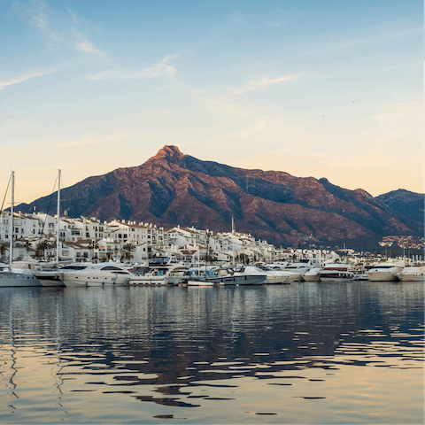 Stay just a five-minute drive from Peurto Banús and explore its beaches, glitzy marina, and upscale restaurants