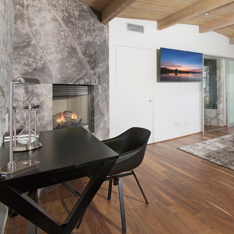 Work remotely from one of the designated desk spaces