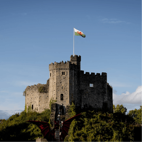 Wander around Cardiff Castle, a  six minute drive away