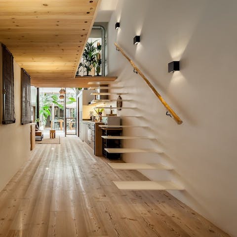 Enjoy unique design features like floating stairs and mezzanine rooms 