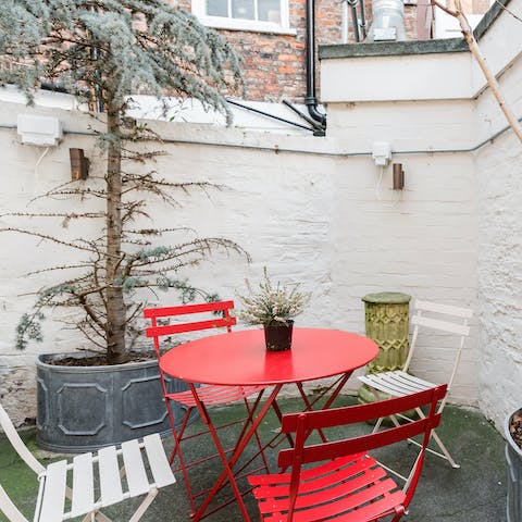 Sip a cosy cup of tea or enjoy an alfresco lunch out on the terrace