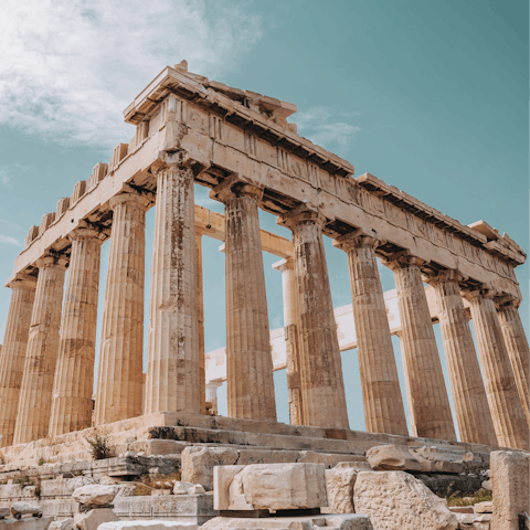 Explore the historic ruins of the Parthenon, just eight minutes by food