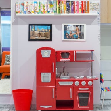 A red kitchen for kids