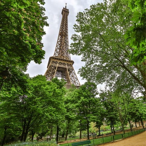 Stroll to nearby Champ-de-Mars to check out the Eiffel Tower
