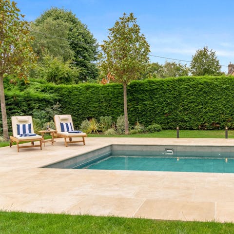 Alternate between the sun lounger and crystalline private pool