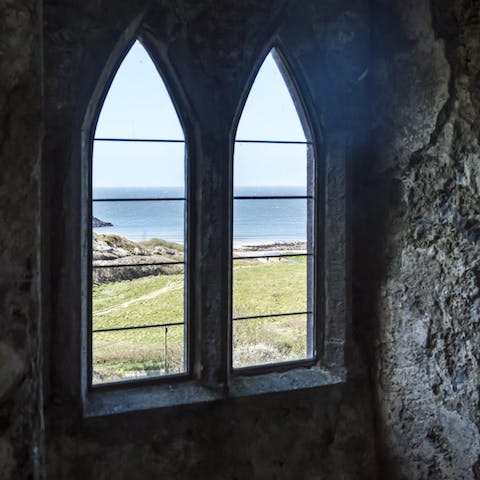 Take in stunning sea views of Manorbier Bay from the castle towers 