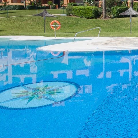 Go for a refreshing dip at the on-site shared swimming pools
