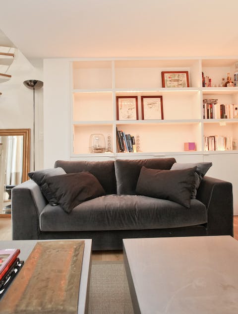 The cosy charcoal grey sofa
