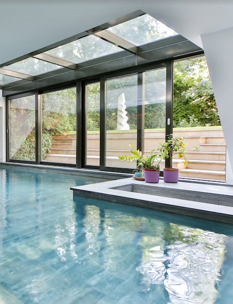 A contemporary indoor pool