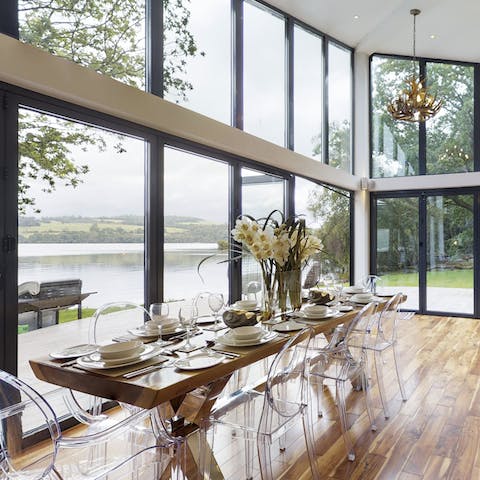 Enjoy an elegant dinner with views of the Loch