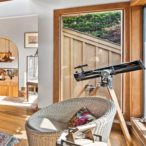 Gaze at the stars with the home's telescope