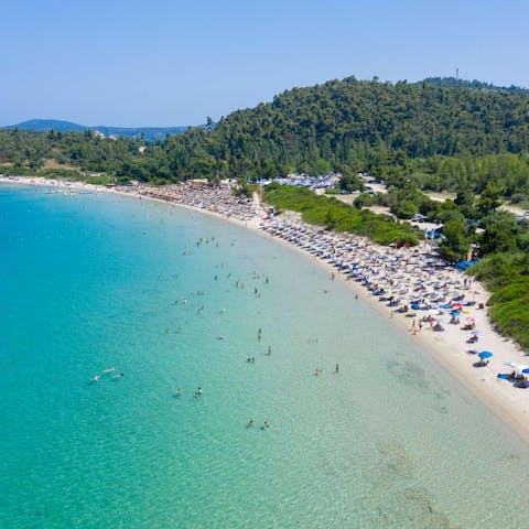 Stay in beautiful Halkidiki – Paliouri Beach is just a five-minute drive away