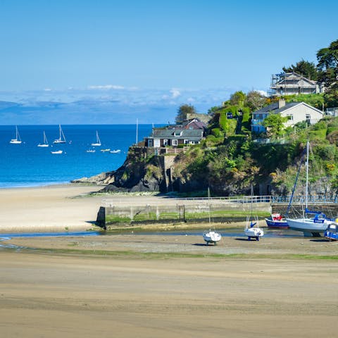 Walk just a few feet to the sandy bay of Abersoch village