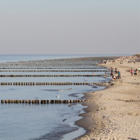 Spend a day on the soft sands of Zingst Beach, a nineteen-minute drive away