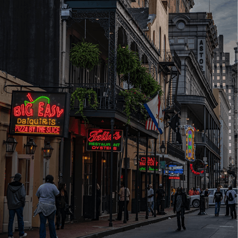 Stay a short drive away from Bourbon Street in New Orleans 