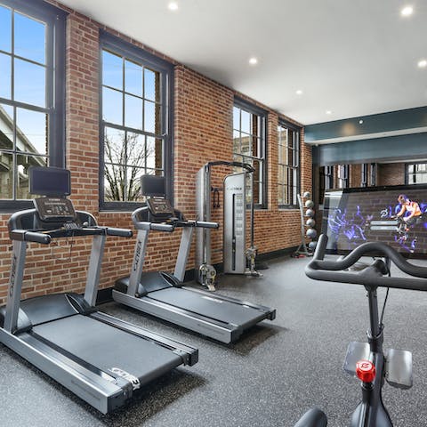 Work up a sweat at the in-building gym