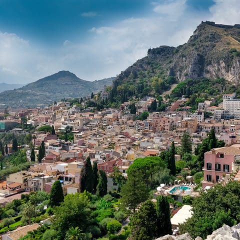 Hop in the car and pay a visit to the strikingly beautiful town of Taormina, 10km away
