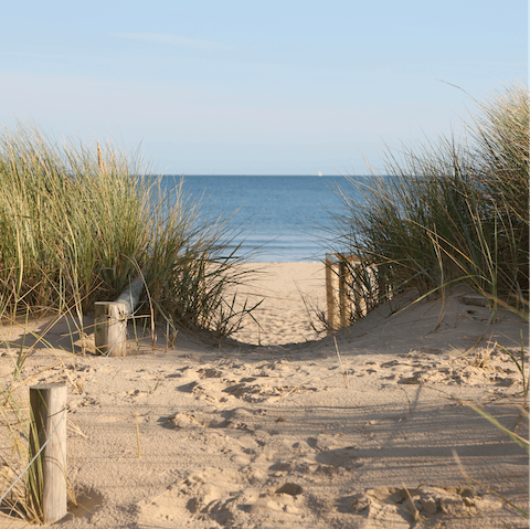 Stroll down to the beautiful sandy beach at Budle Bay, which can be reached in a seven-minute walk