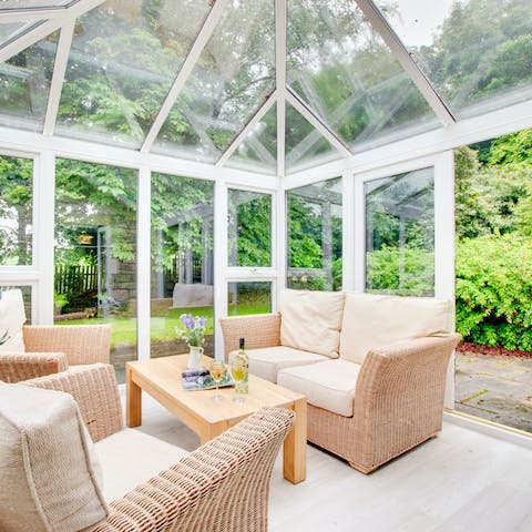 Relax in the beautiful garden and conservatory with a glass of wine or hot cup of coffee
