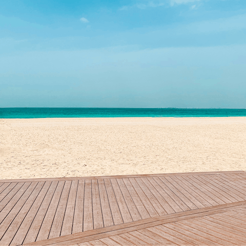 Stay on the main strip of Palm Jumeirah, just a stone's throw from the beach