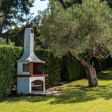 Show off your culinary talents on the traditional stone barbecue