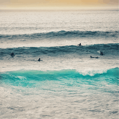 Paddle out at Fistral Beach, Cornwall's surfing mecca is approximately half an hour away